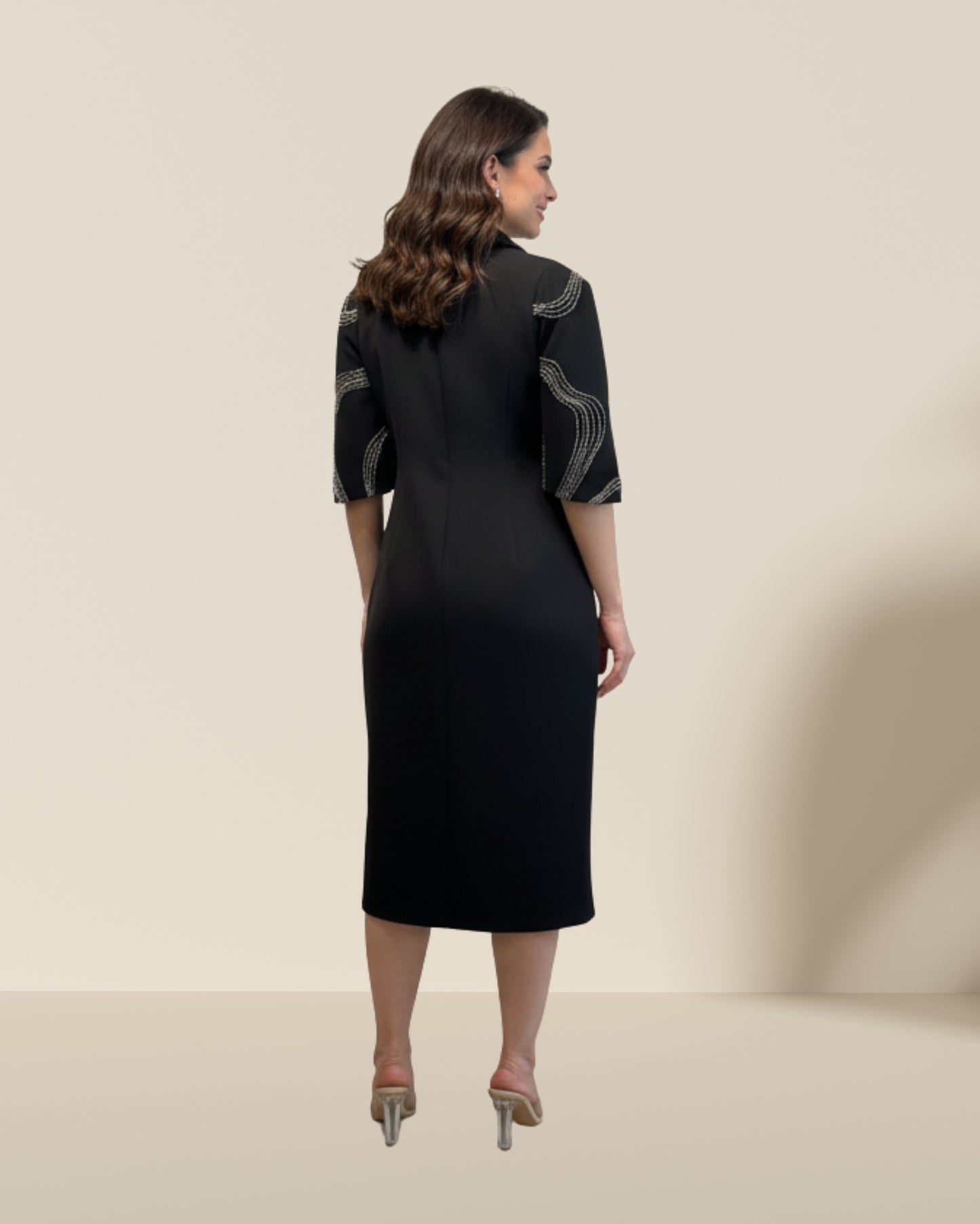 Solitaire metal black cape dress