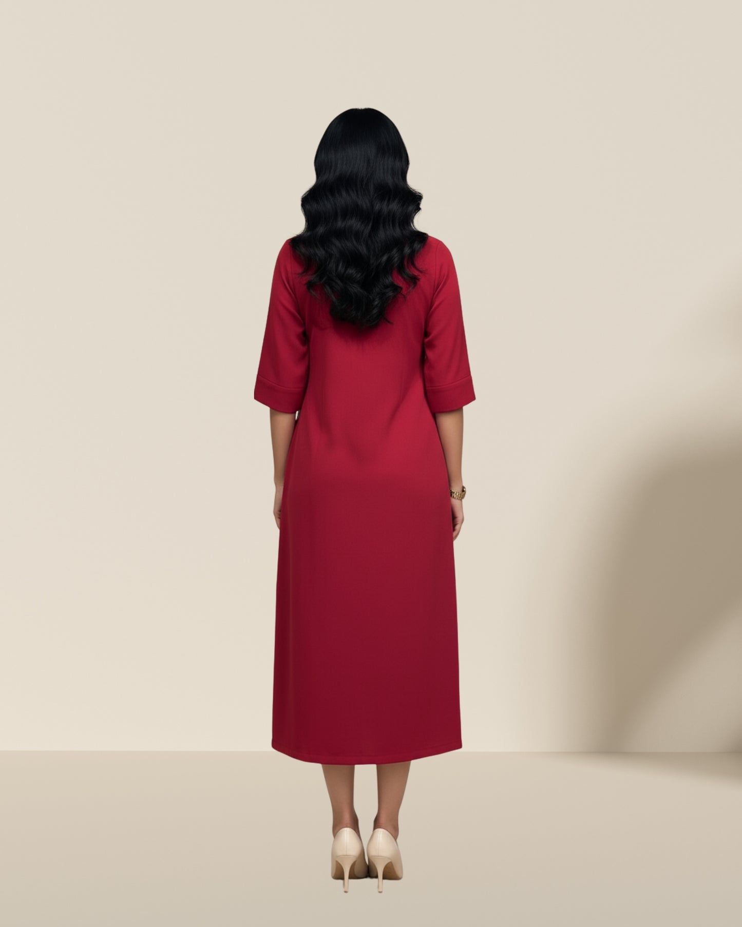 Red couture dress