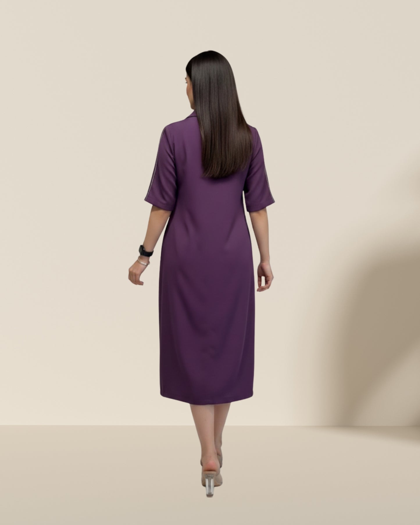 Emorio zipper purple dress