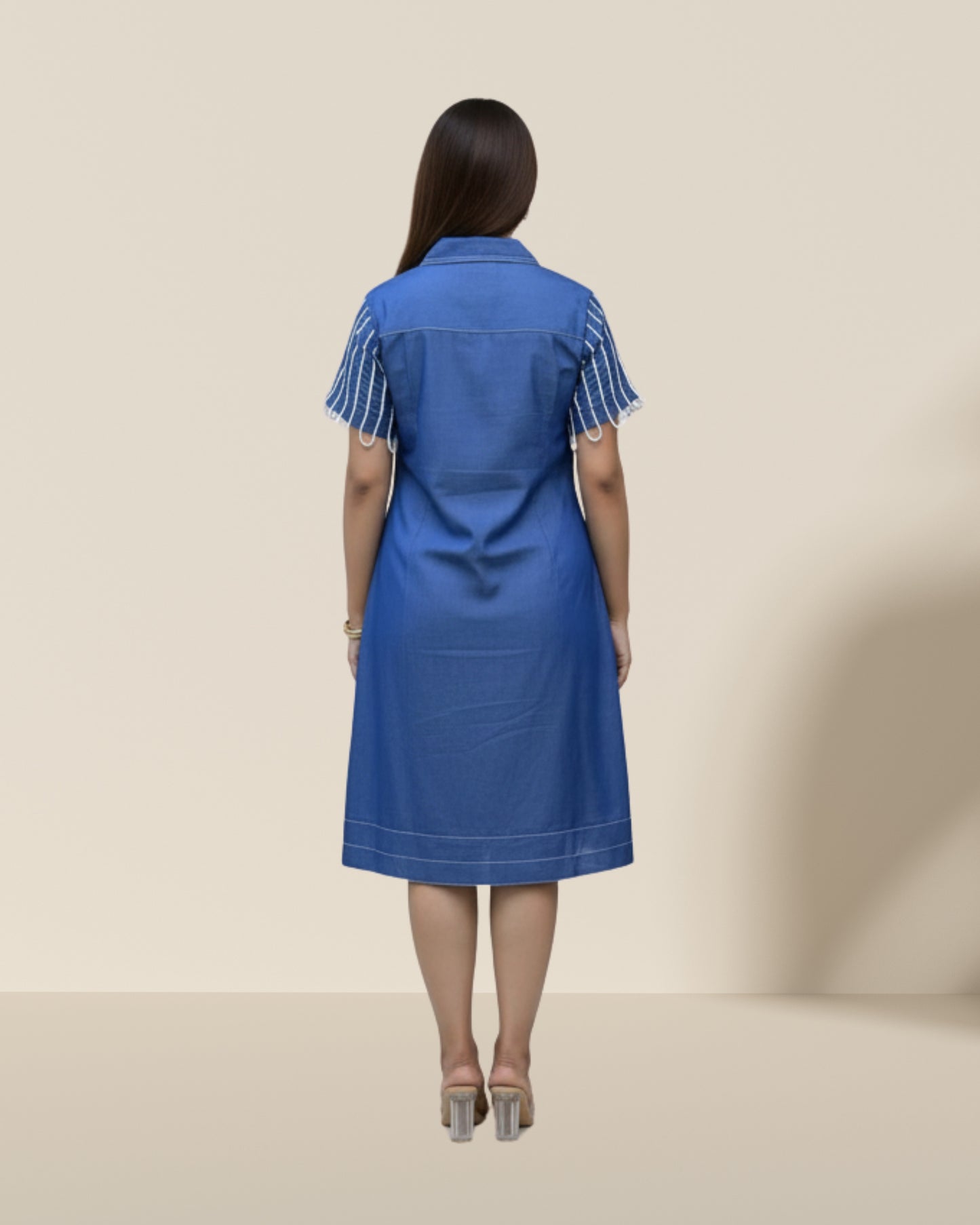 Blue floral cutwork dress