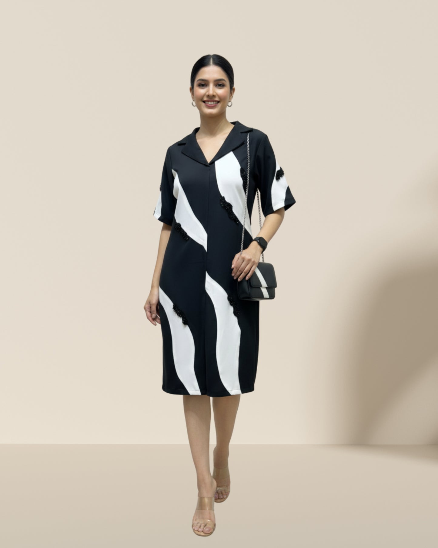 Omg colour block dress black