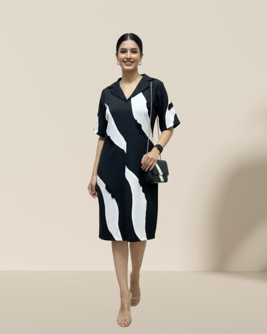 Omg colour block dress black