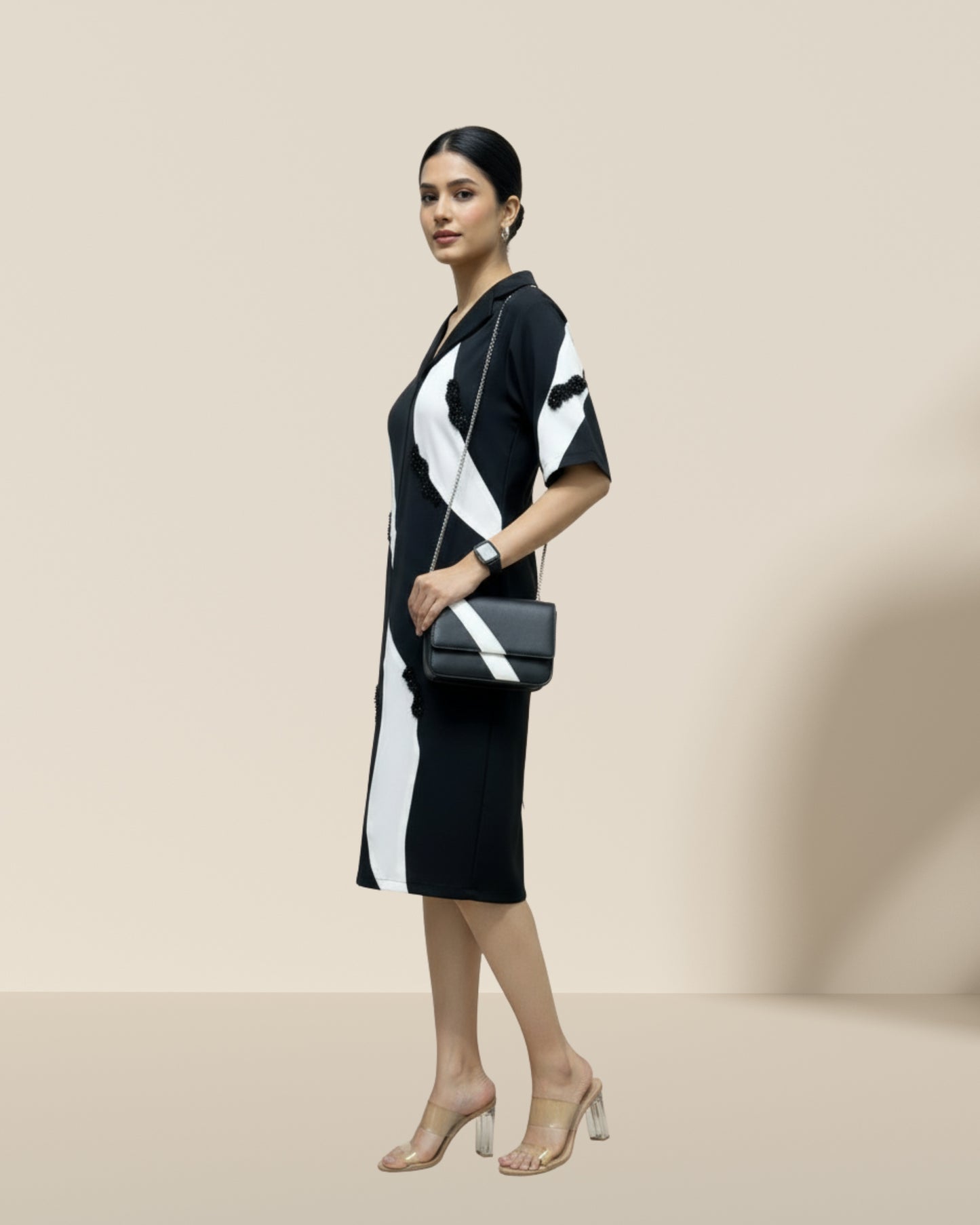 Omg colour block dress black