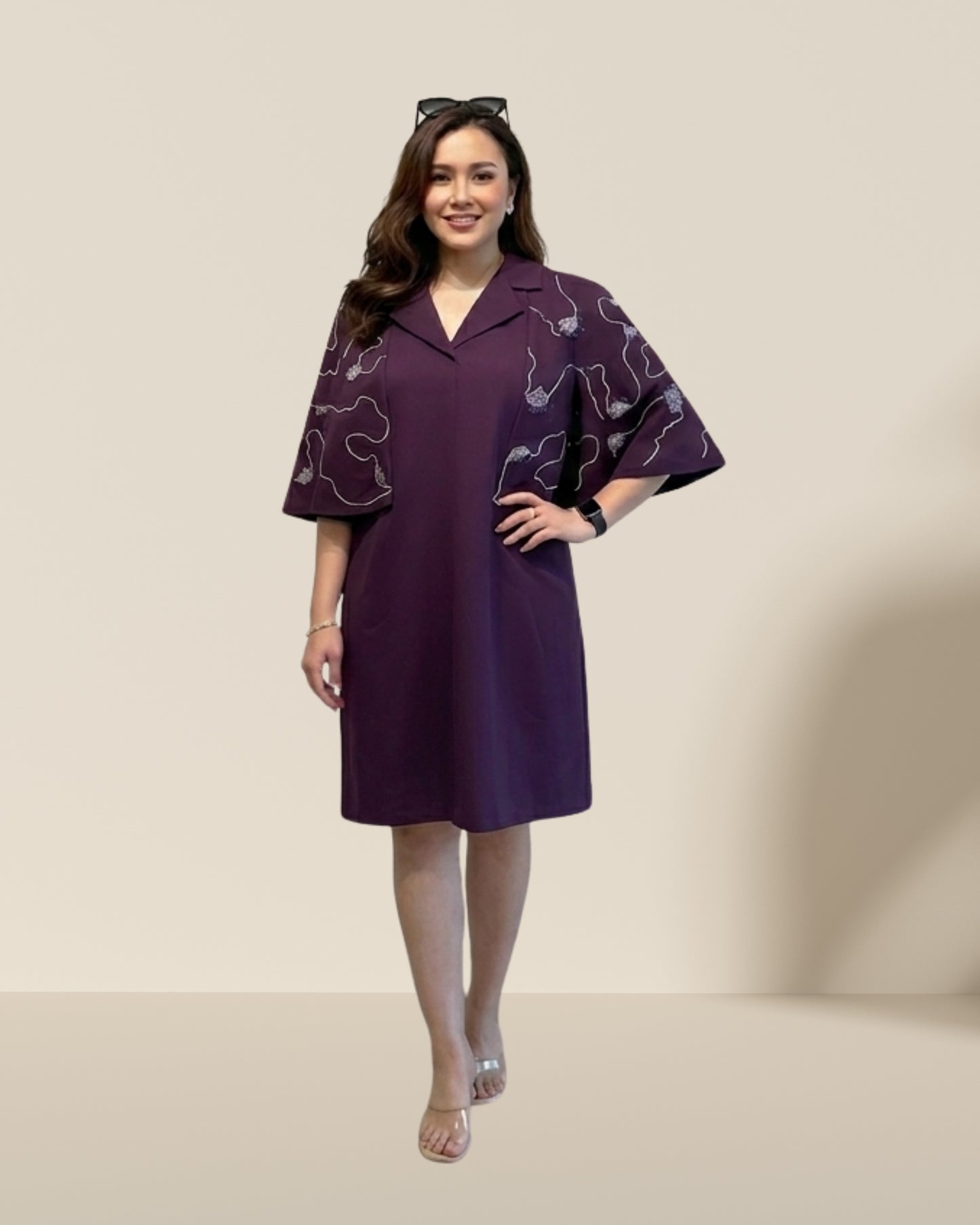 Noa cape purple dress
