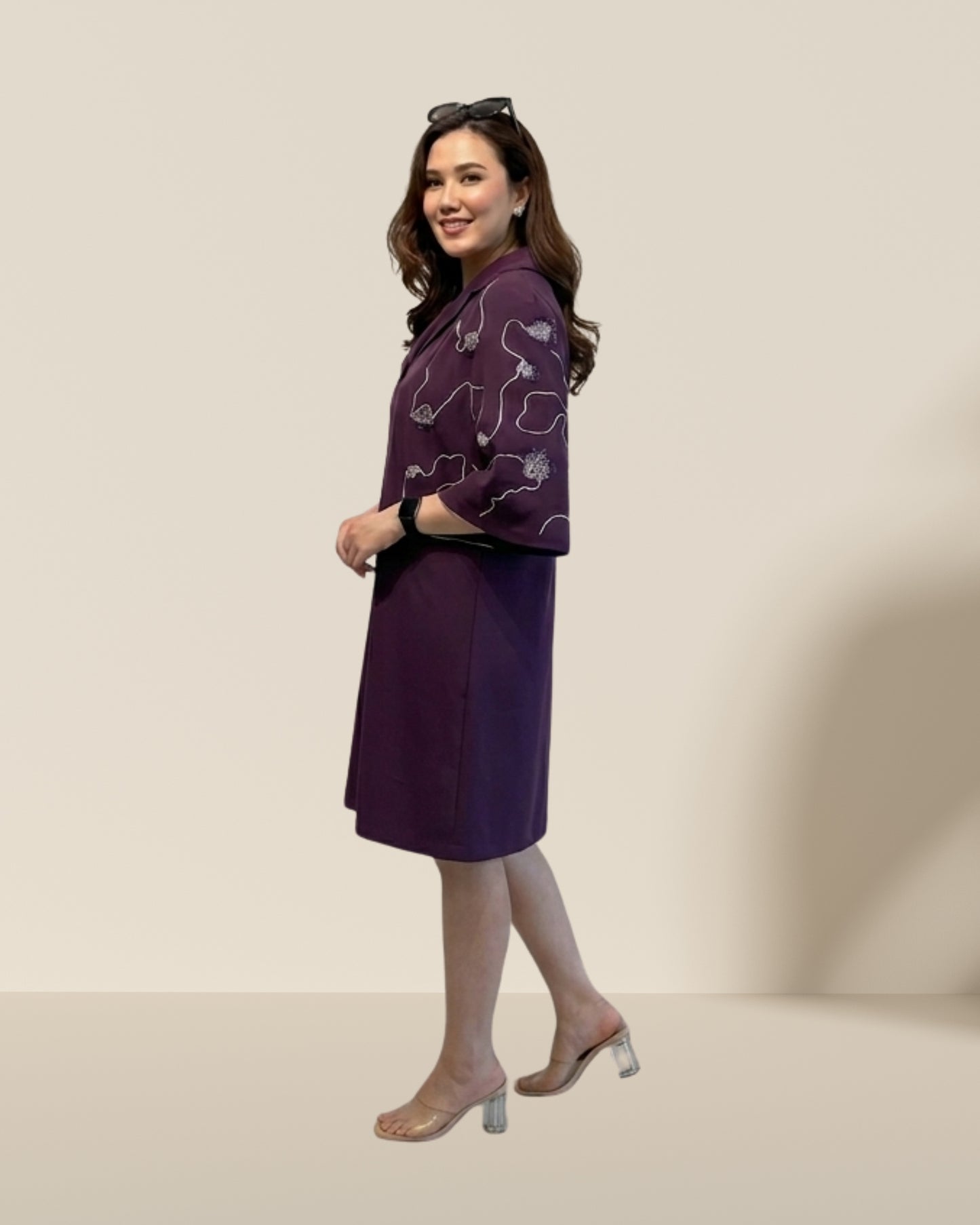 Noa cape purple dress