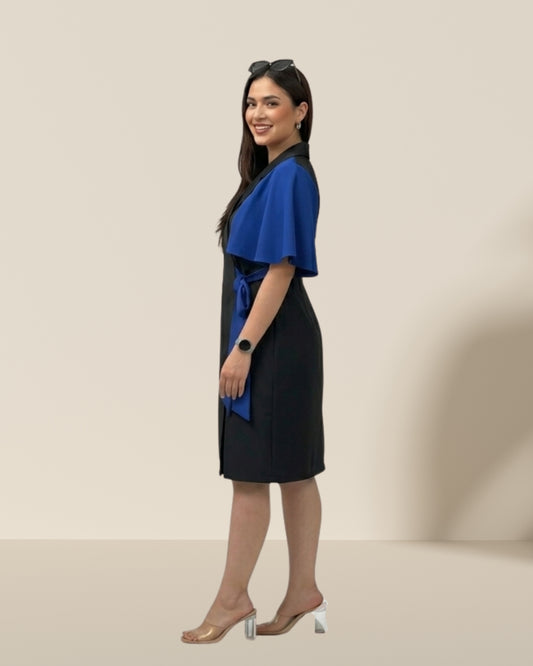 Classic blazer knot black dress