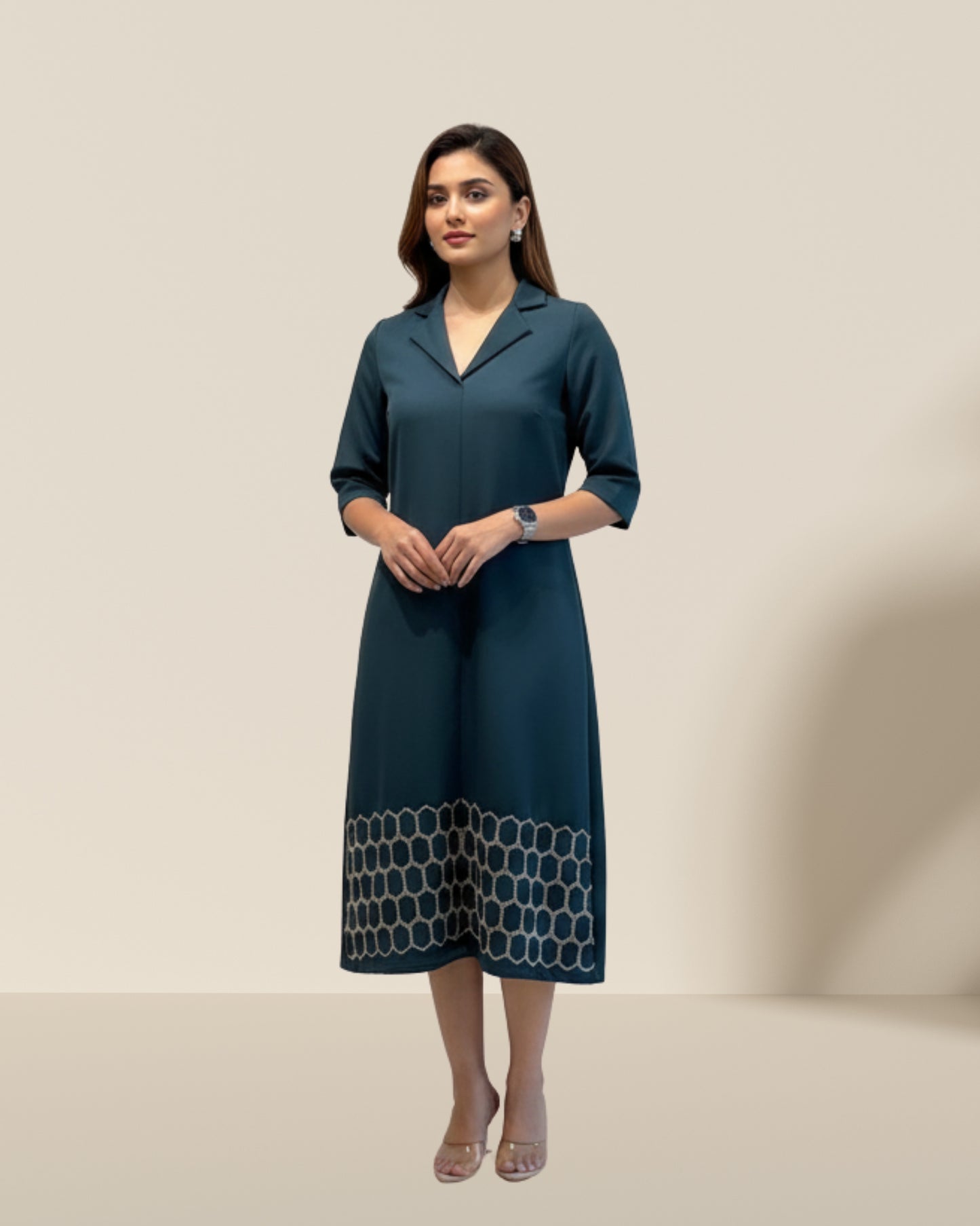 Hexagon dress green