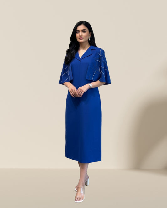 Blue sassy cape dress