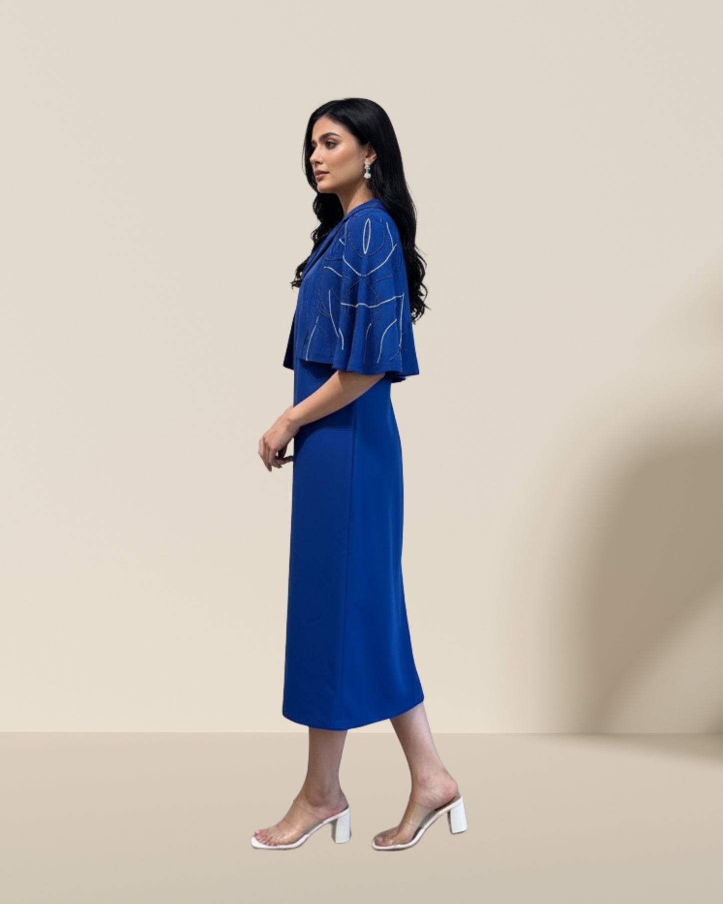 Blue sassy cape dress