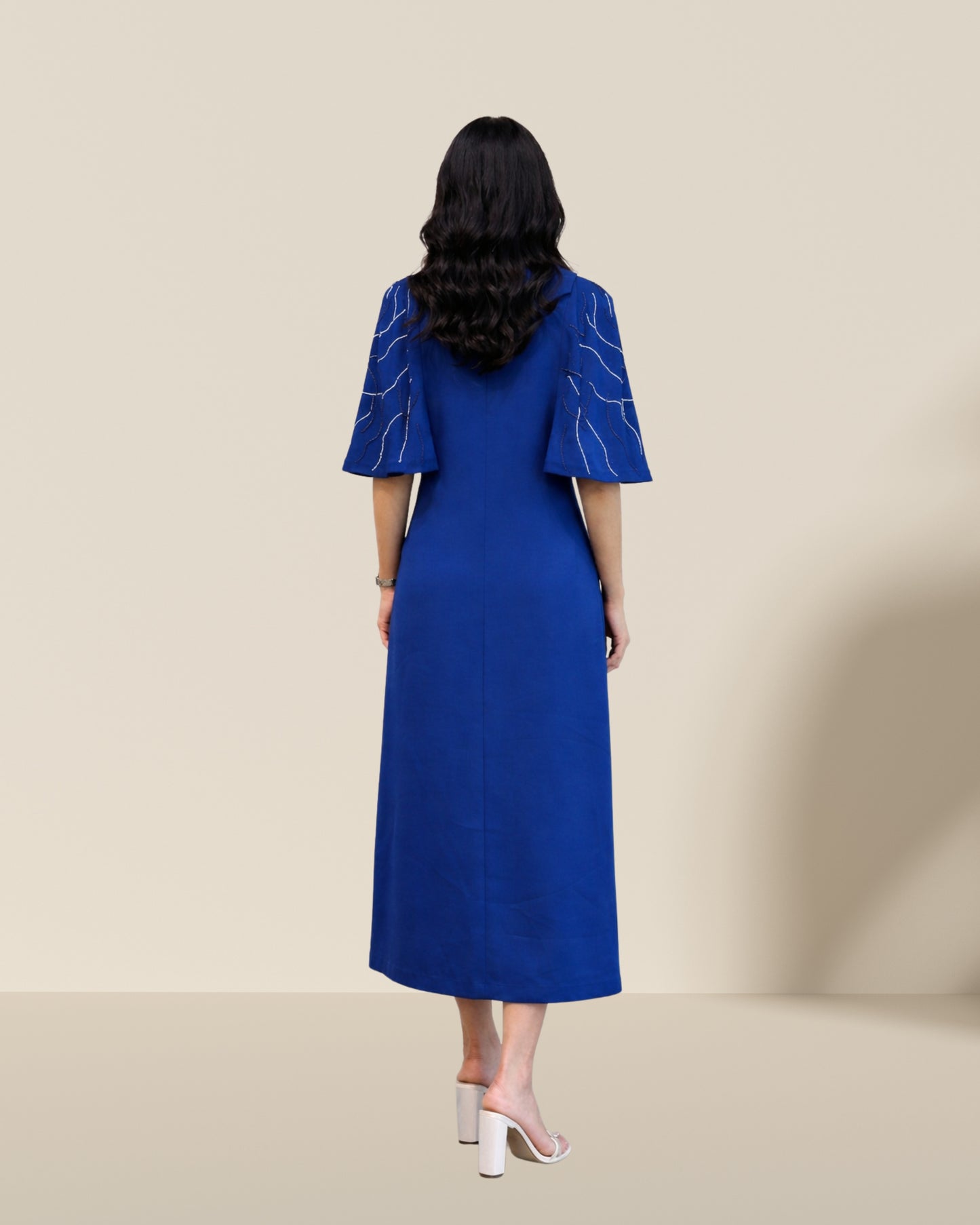Blue sassy cape dress