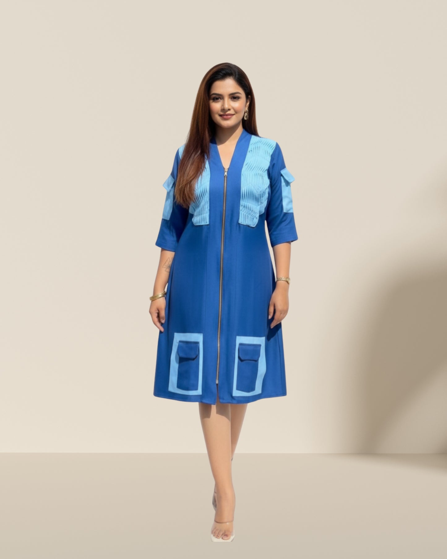 Drama blue pocket dress