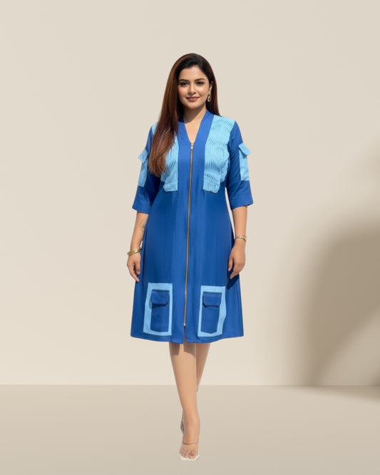 Drama blue pocket dress