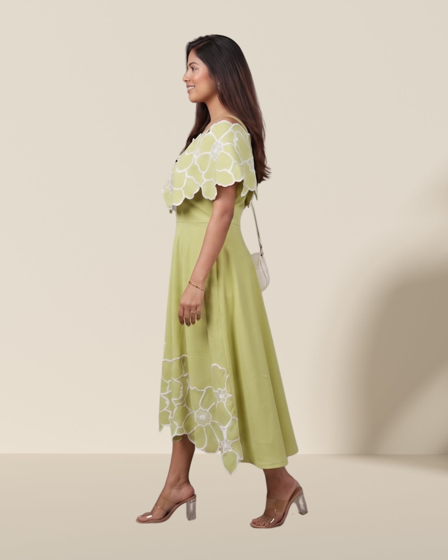 Green Petal Glow Dress