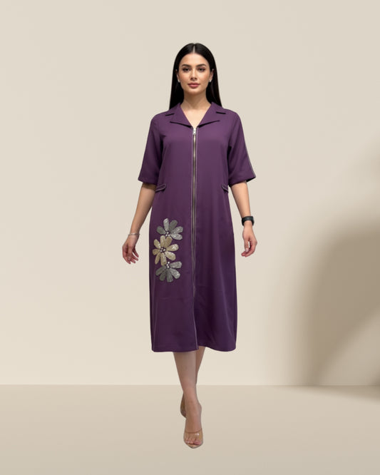 Emorio zipper purple dress