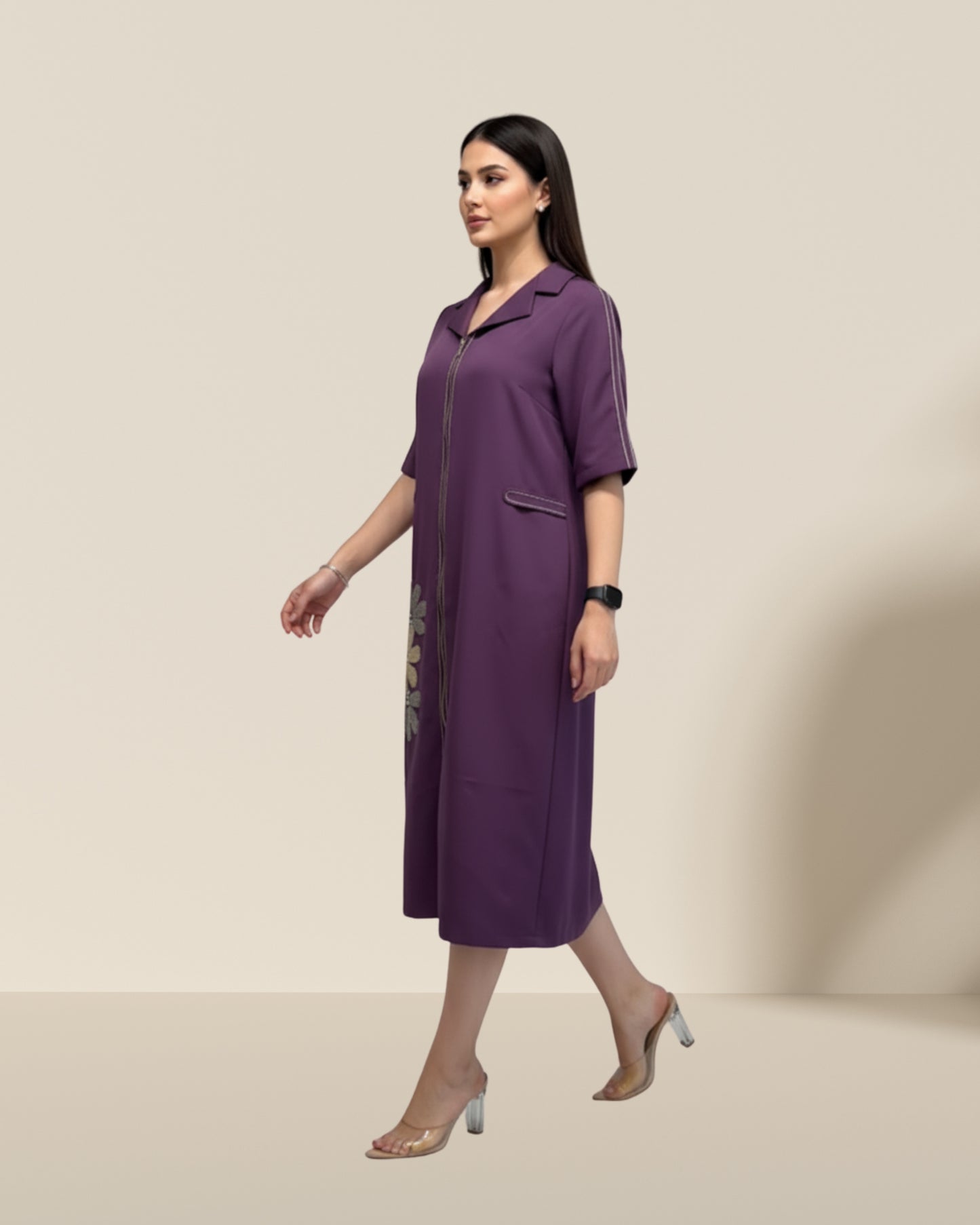 Emorio zipper purple dress