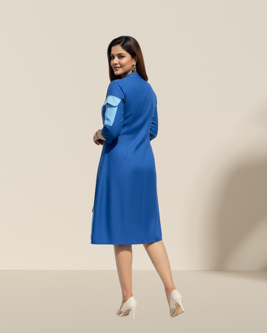 Drama blue pocket dress