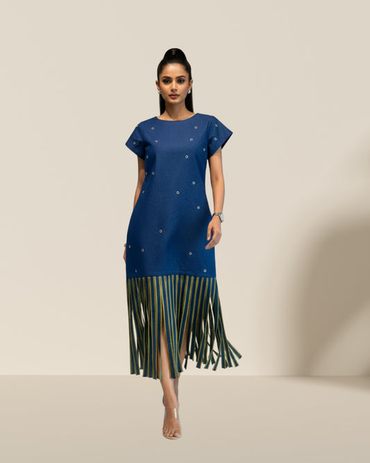 Denim fringes dress