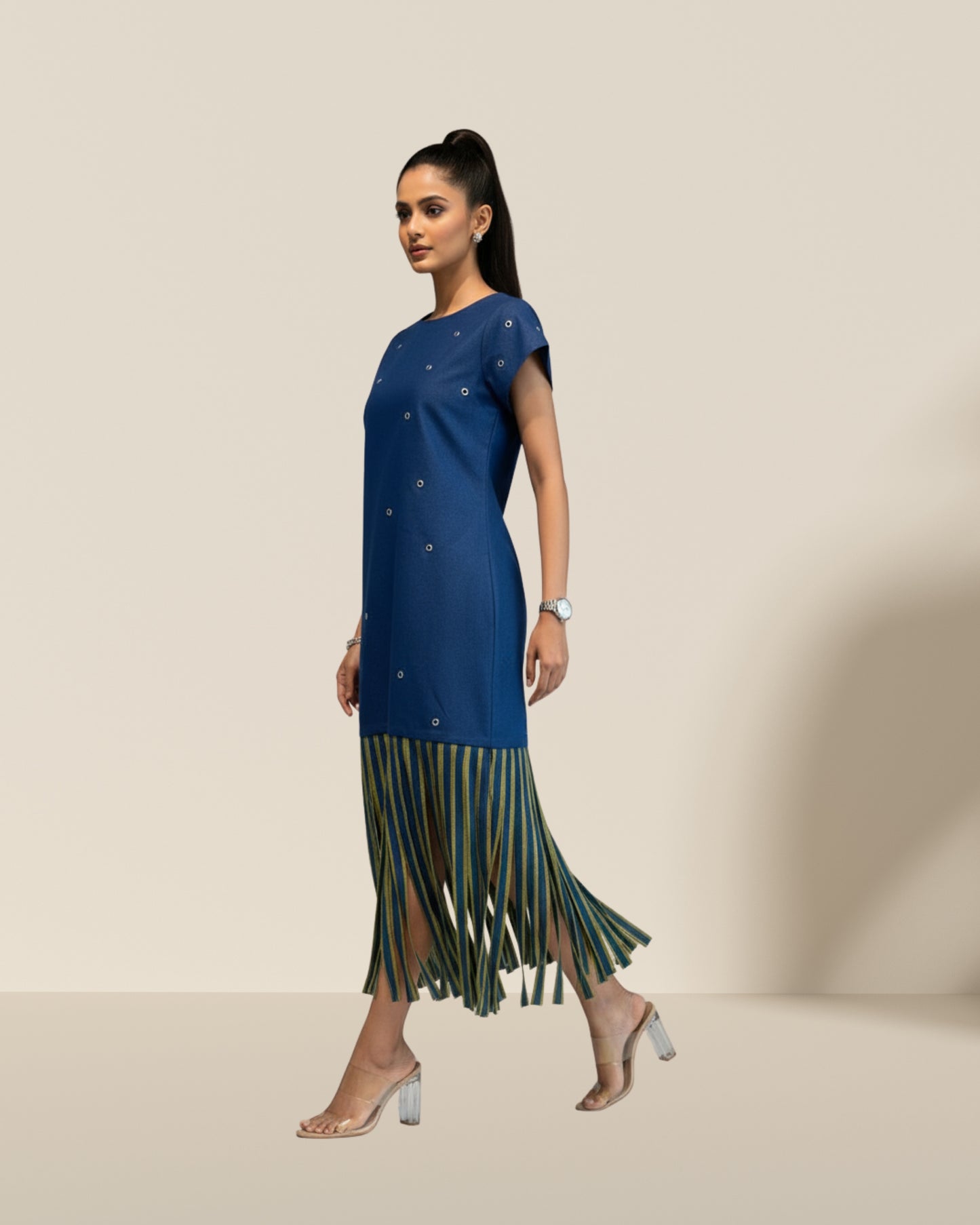 Denim fringes dress