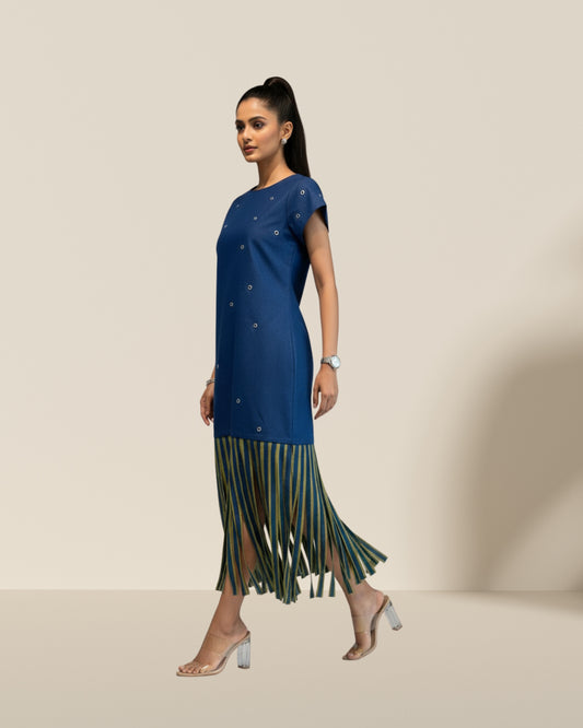 Denim fringes dress