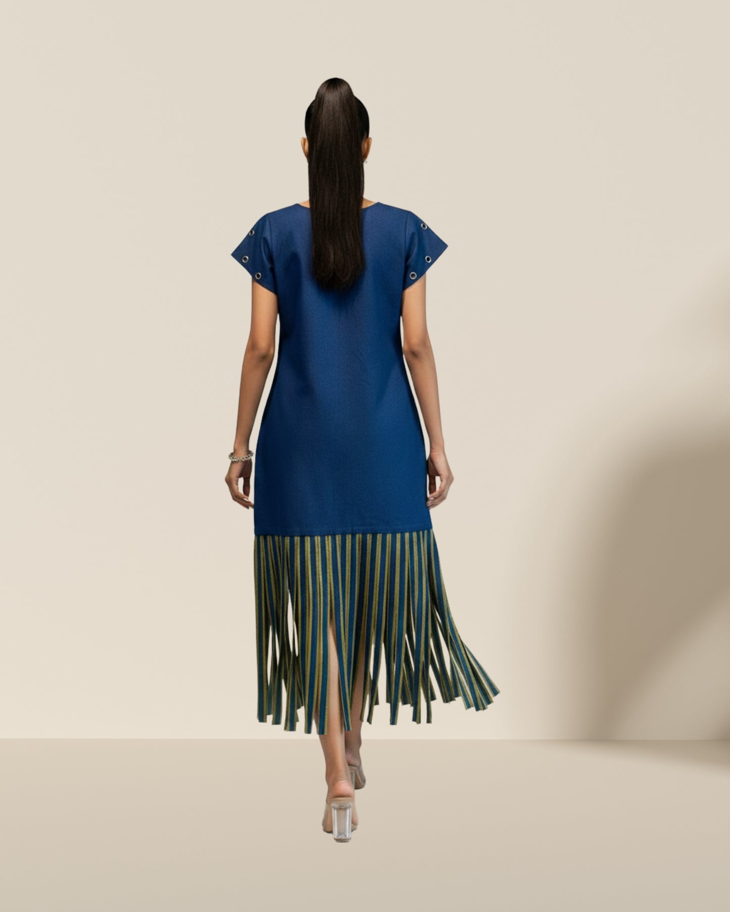 Denim fringes dress