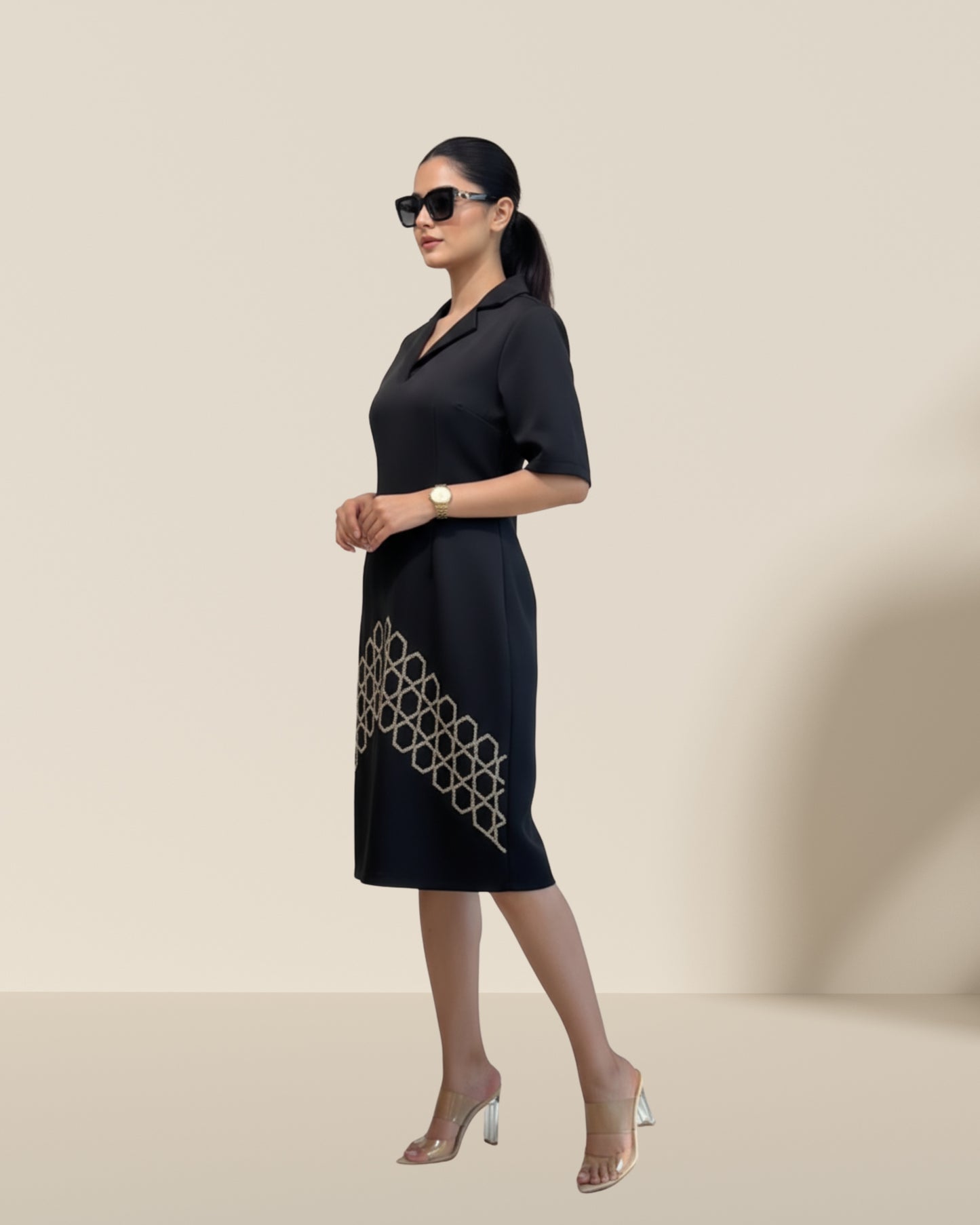 Hexagon black dress
