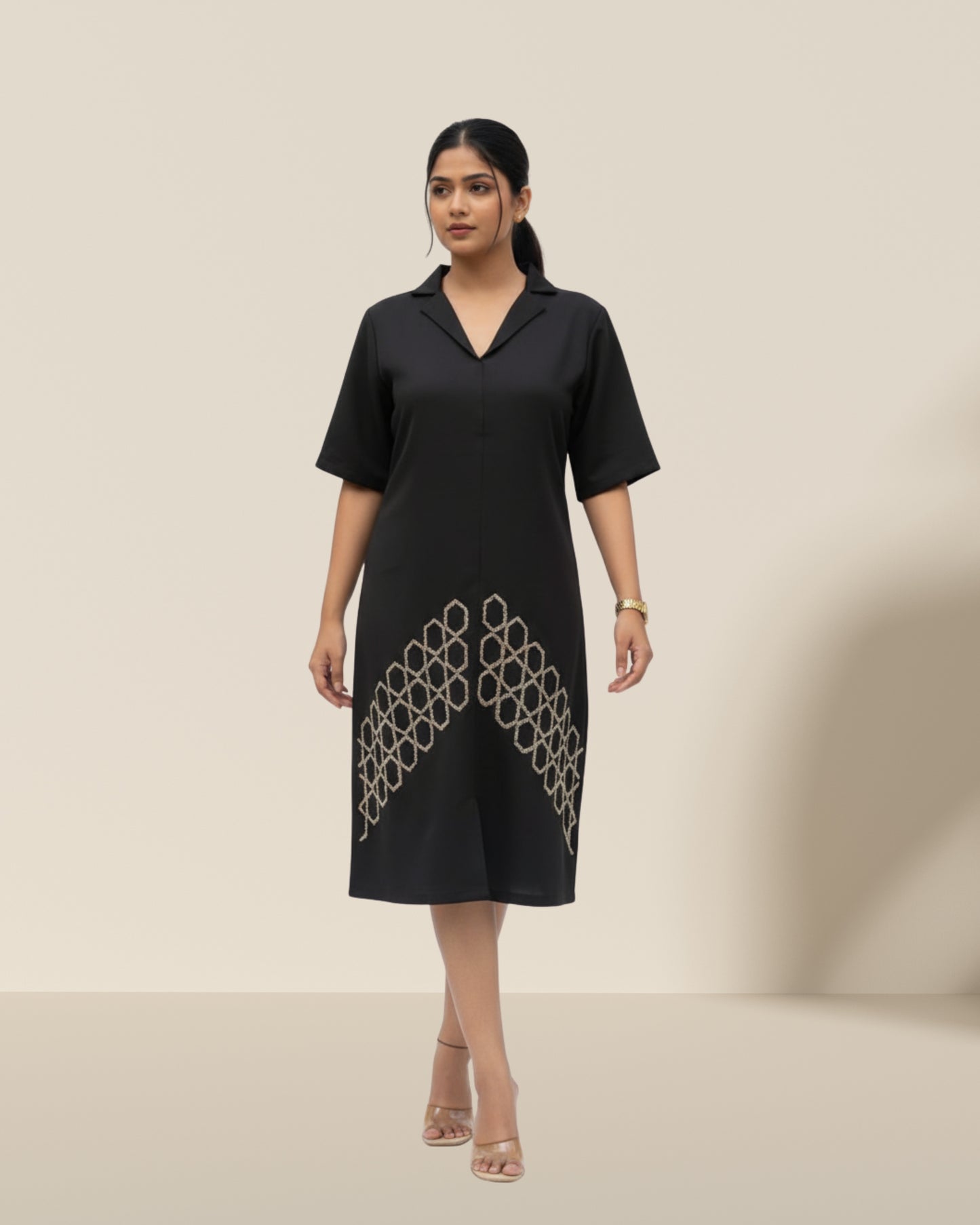 Hexagon black dress